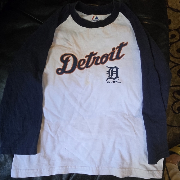Majestic Other - Detroit Baseball Navy Raglan Shirt Kids SzM By Magestic